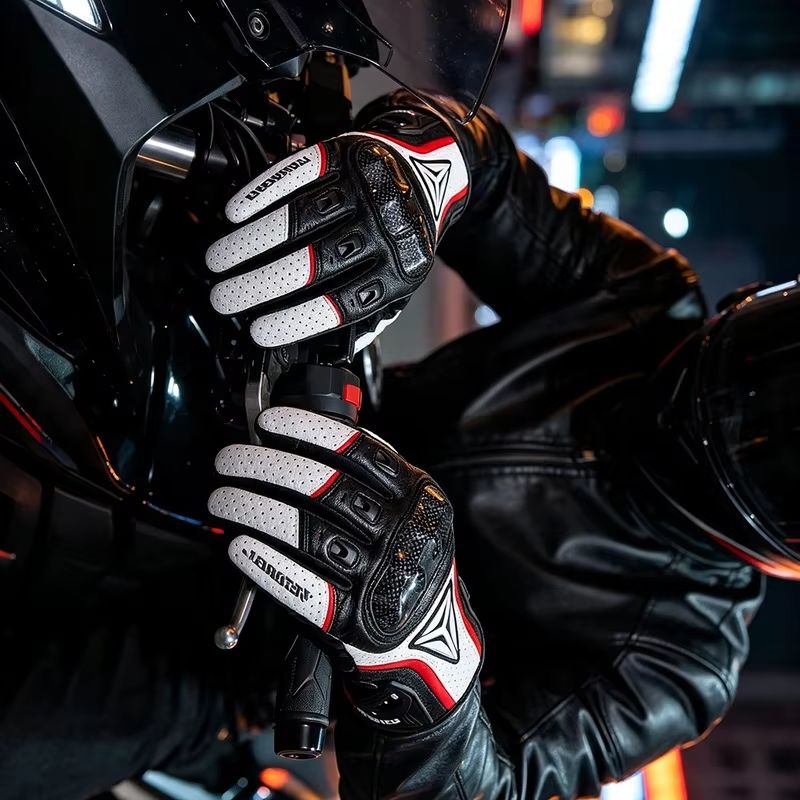 Motorcycle Glove Knuckle - Genuine Leather Motorcycle Gloves Full Finger