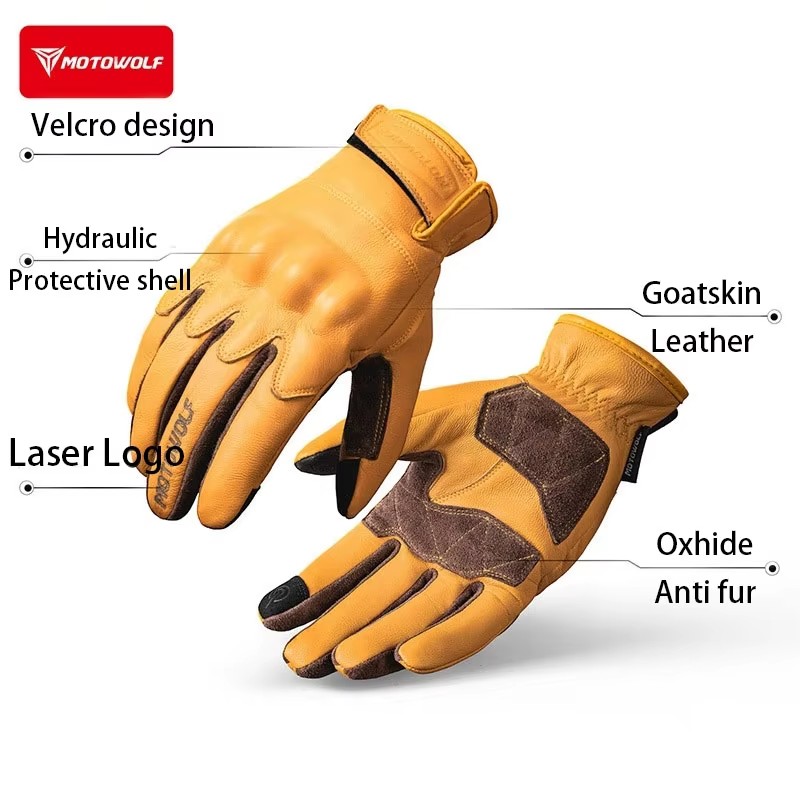 Leather Motorcycle Gloves Retr - огляд і ціна Motorcycle Glove Knuckle