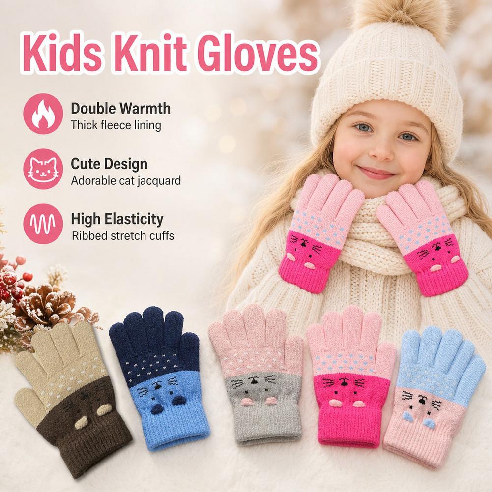Kids Knit Gloves Winter Fleece - огляд і ціна Wool Glove Lined