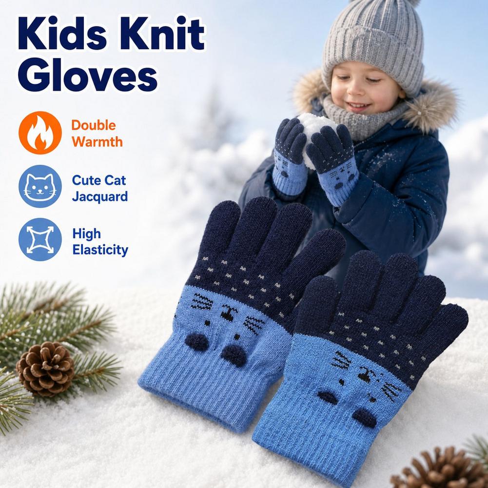 Kids Knit Gloves Winter Fleece - огляд і ціна Wool Glove Lined
